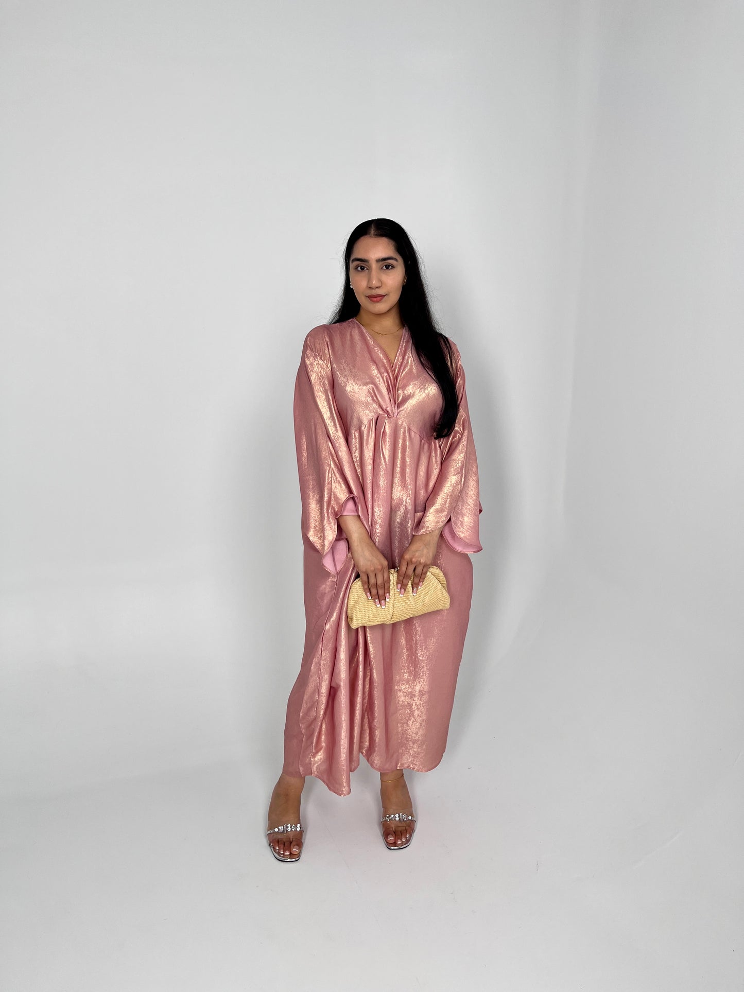 Jasmine Butterfly Twisted Kaftan - Baby Pink