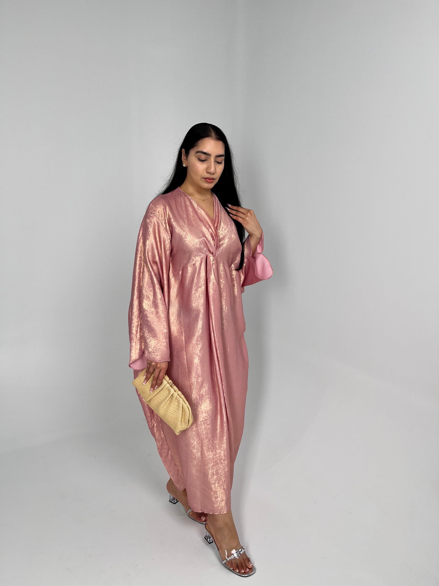 Jasmine Butterfly Twisted Kaftan - Baby Pink